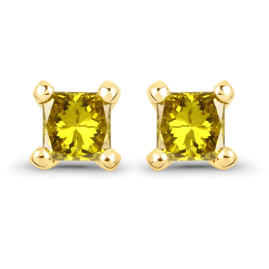 0.25 Carat Genuine Yellow Diamond 14K Yellow Gold Earrings - GOLDISSEYA