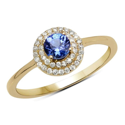 0.37 Carat Genuine Tanzanite and White Diamond 14K Yellow Gold Engagement Ring - GOLDISSEYA