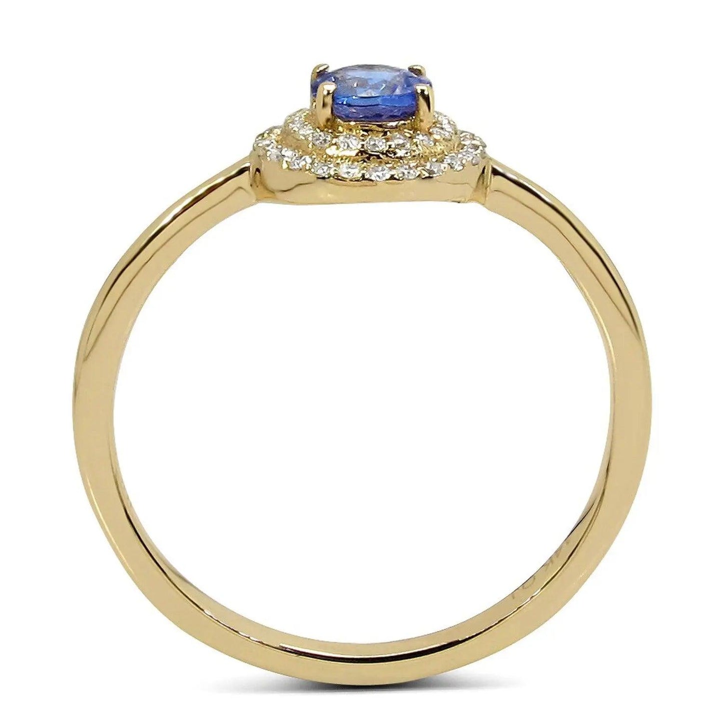 0.37 Carat Genuine Tanzanite and White Diamond 14K Yellow Gold Engagement Ring - GOLDISSEYA