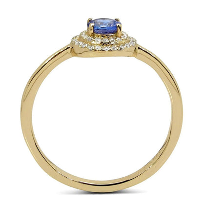 0.37 Carat Genuine Tanzanite and White Diamond 14K Yellow Gold Engagement Ring - GOLDISSEYA