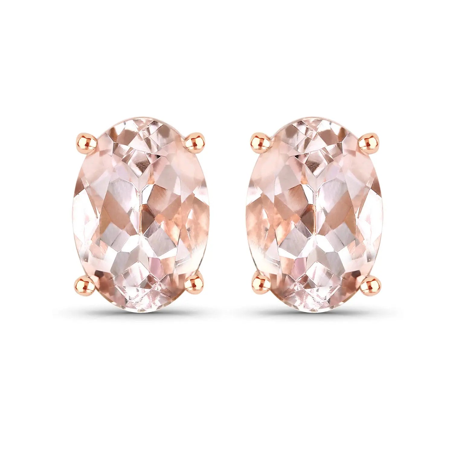 0.90 Carat Genuine Morganite 14K Rose Gold Earrings - GOLDISSEYA