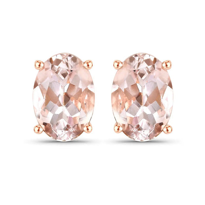 0.90 Carat Genuine Morganite 14K Rose Gold Earrings - GOLDISSEYA