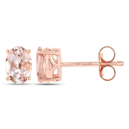 0.90 Carat Genuine Morganite 14K Rose Gold Earrings - GOLDISSEYA