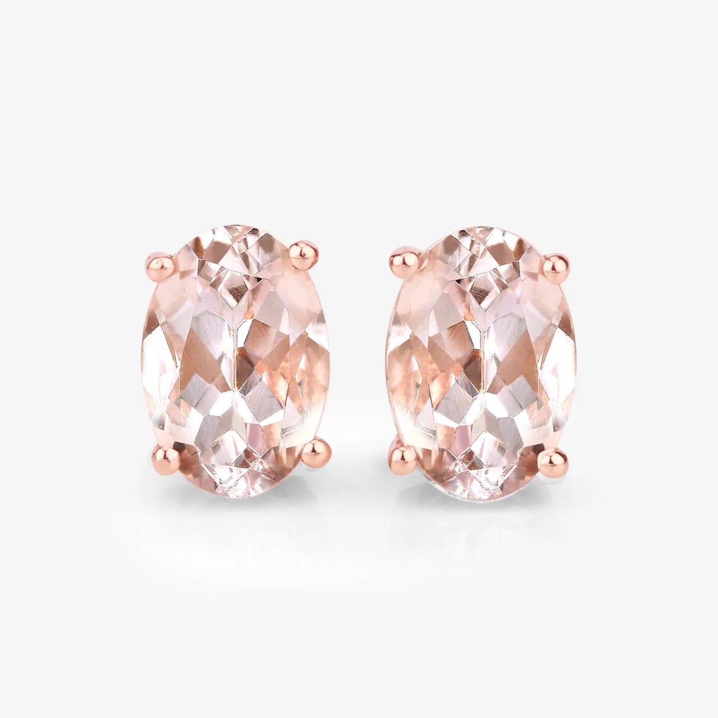 0.90 Carat Genuine Morganite 14K Rose Gold Earrings - GOLDISSEYA