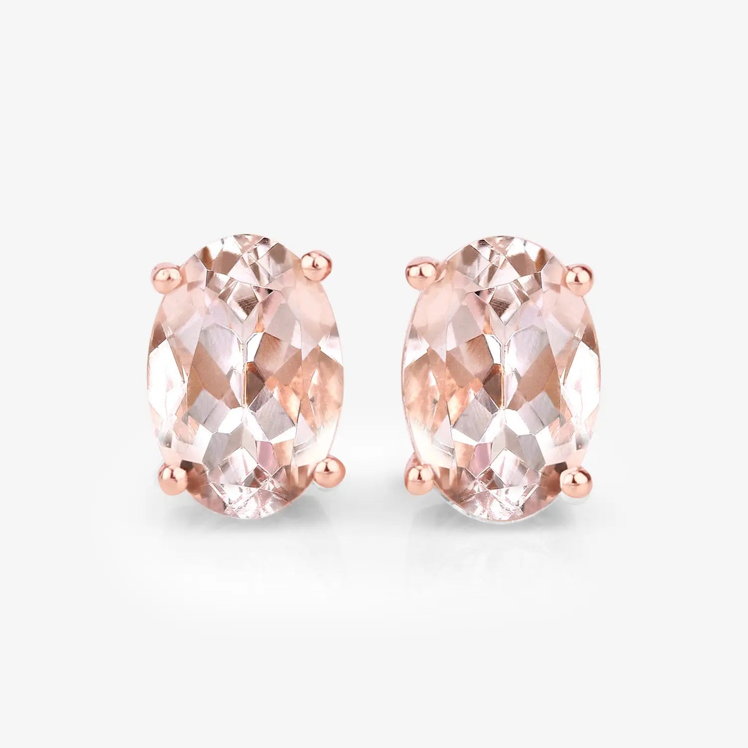 0.90 Carat Genuine Morganite 14K Rose Gold Earrings - GOLDISSEYA