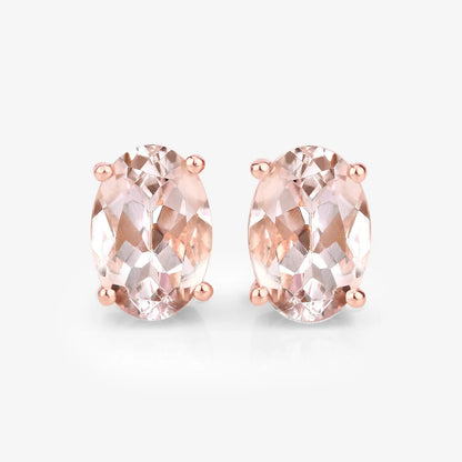 0.90 Carat Genuine Morganite 14K Rose Gold Earrings - GOLDISSEYA