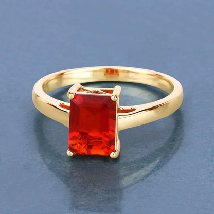 1.02 Carat Genuine Fire Opal 14K Yellow Gold Engagement Ring - GOLDISSEYA