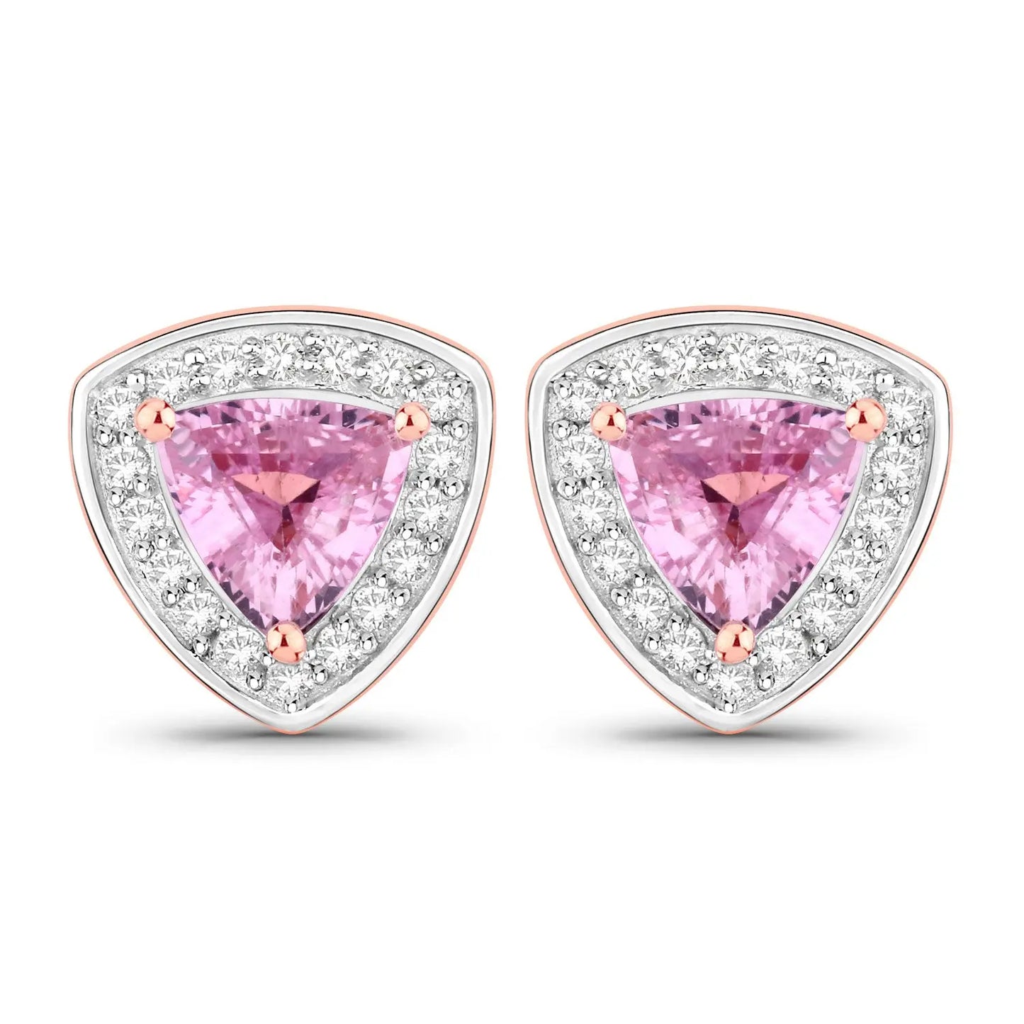 1.05 Carat Genuine Pink Sapphire and White Diamond 14K Rose Gold Earrings - GOLDISSEYA