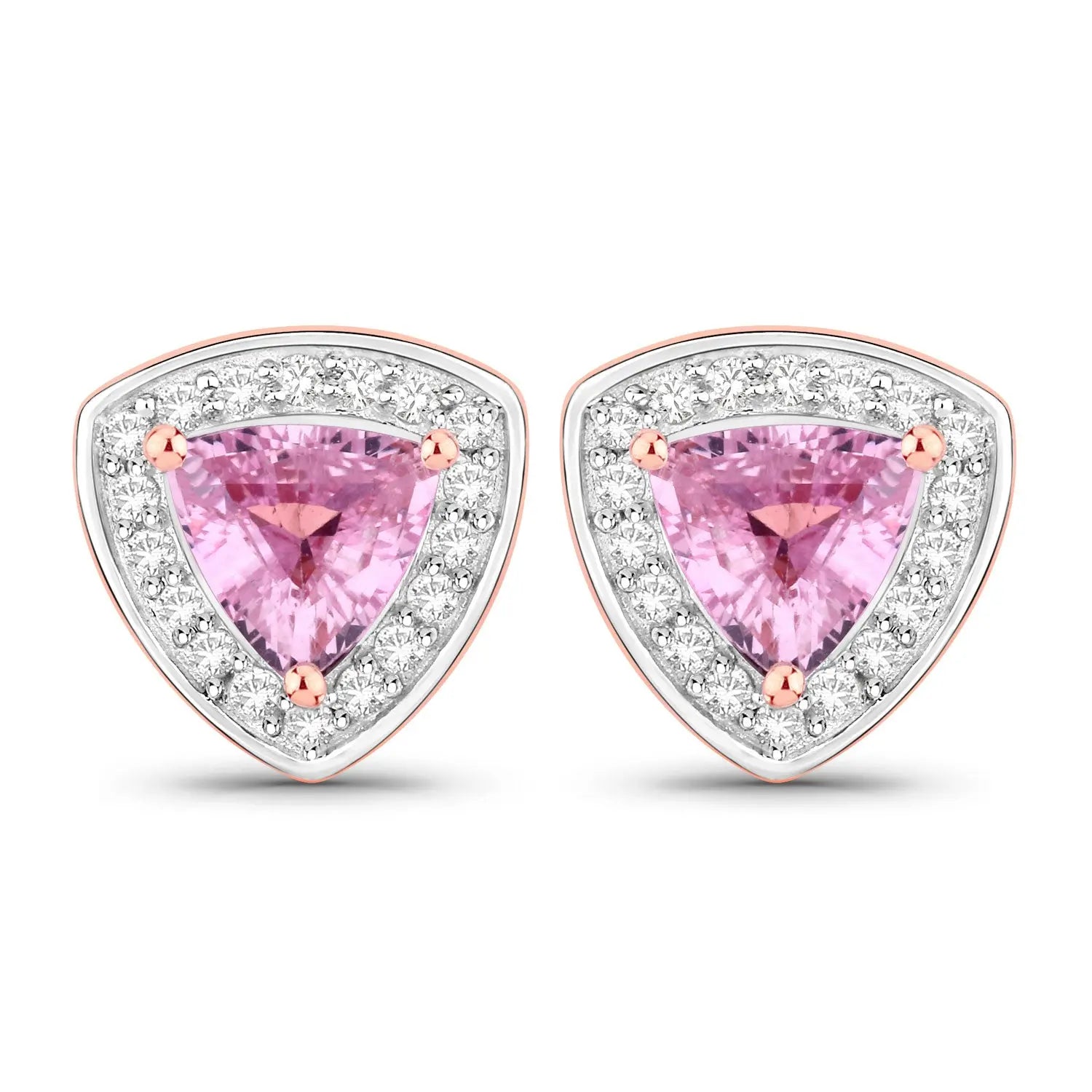 1.05 Carat Genuine Pink Sapphire and White Diamond 14K Rose Gold Earrings - GOLDISSEYA