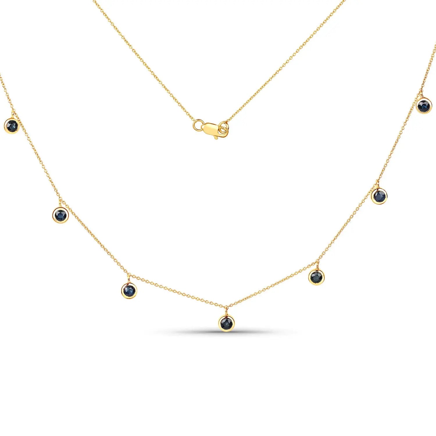 1.08 Carat Genuine Blue Sapphire 10K Yellow Gold Necklace - GOLDISSEYA