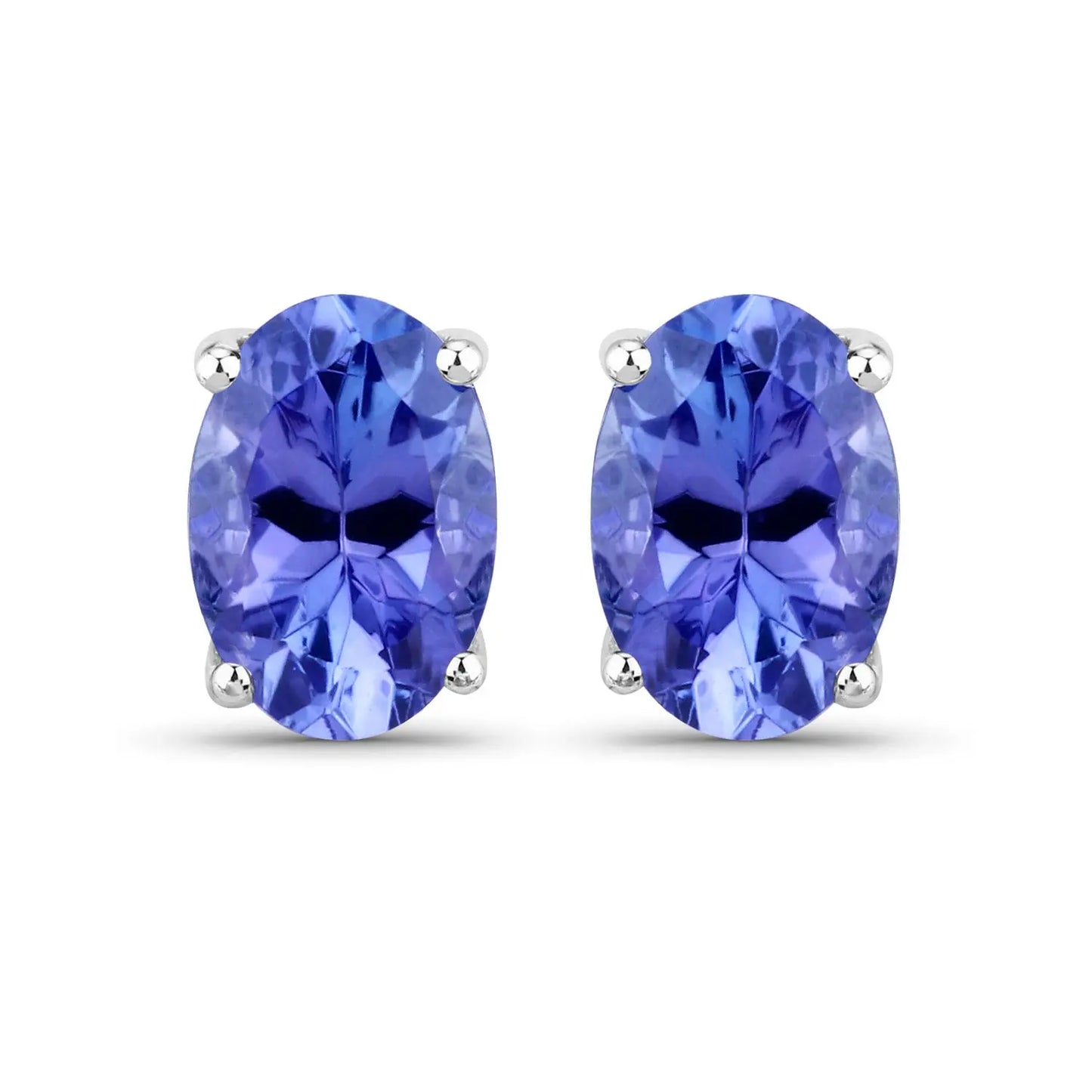 1.20 Carat Genuine Tanzanite 14K White Gold Earrings - GOLDISSEYA