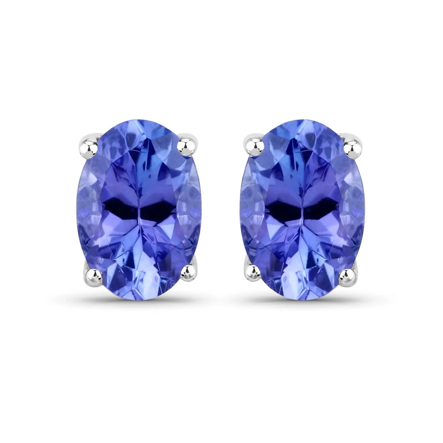 1.20 Carat Genuine Tanzanite 14K White Gold Earrings - GOLDISSEYA