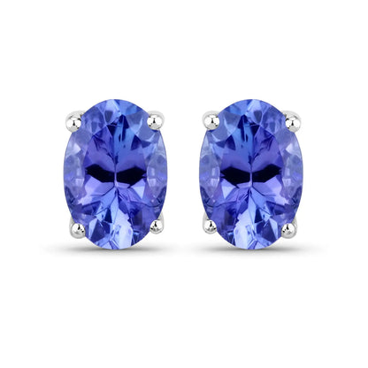 1.20 Carat Genuine Tanzanite 14K White Gold Earrings - GOLDISSEYA