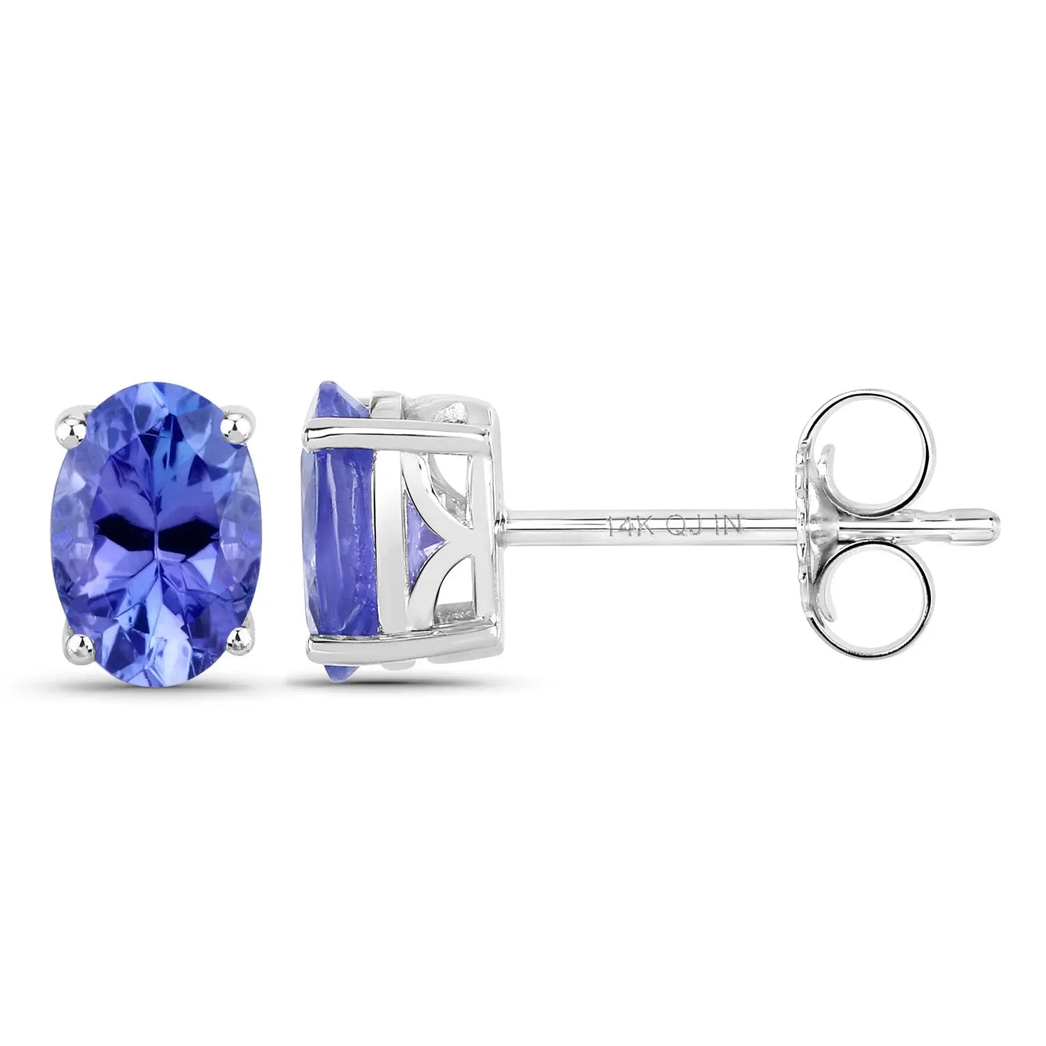 1.20 Carat Genuine Tanzanite 14K White Gold Earrings - GOLDISSEYA