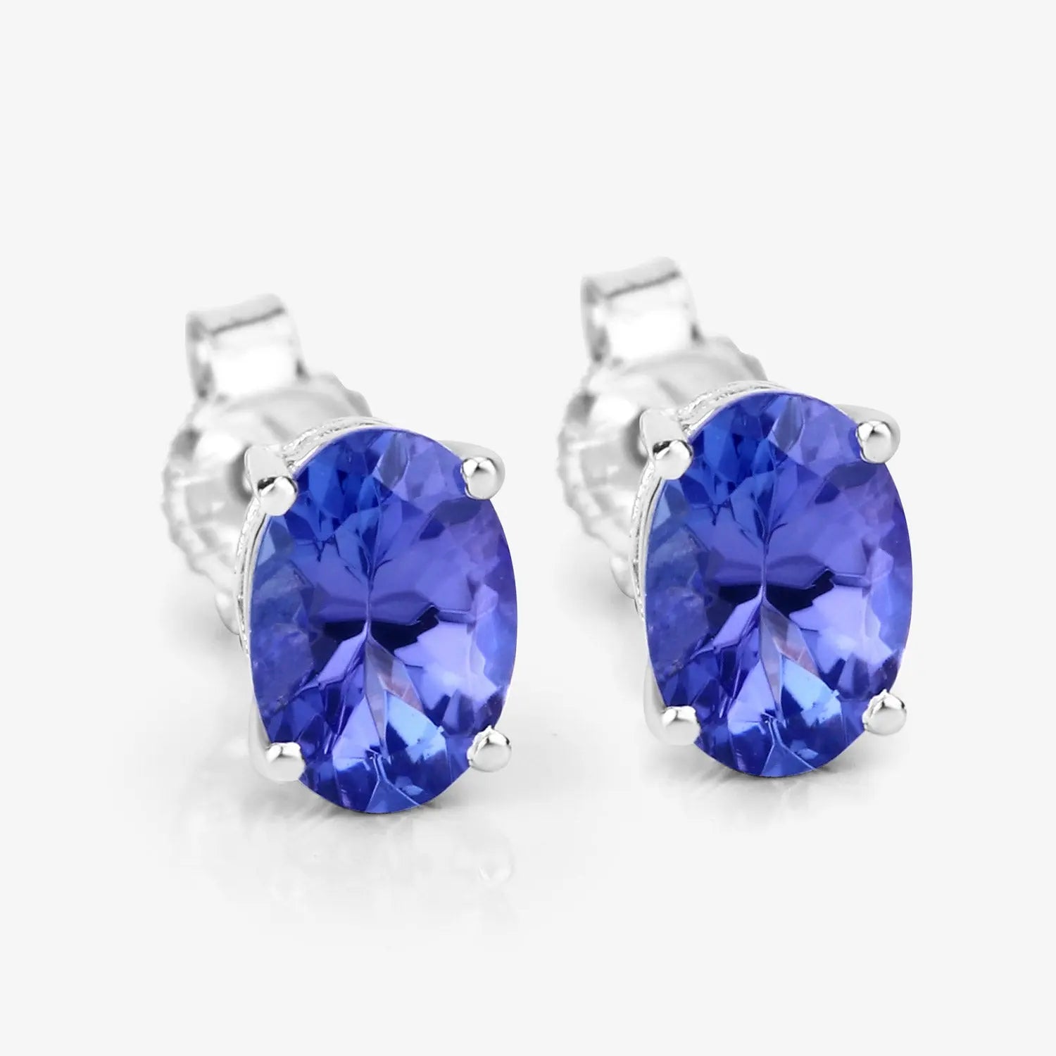 1.20 Carat Genuine Tanzanite 14K White Gold Earrings - GOLDISSEYA