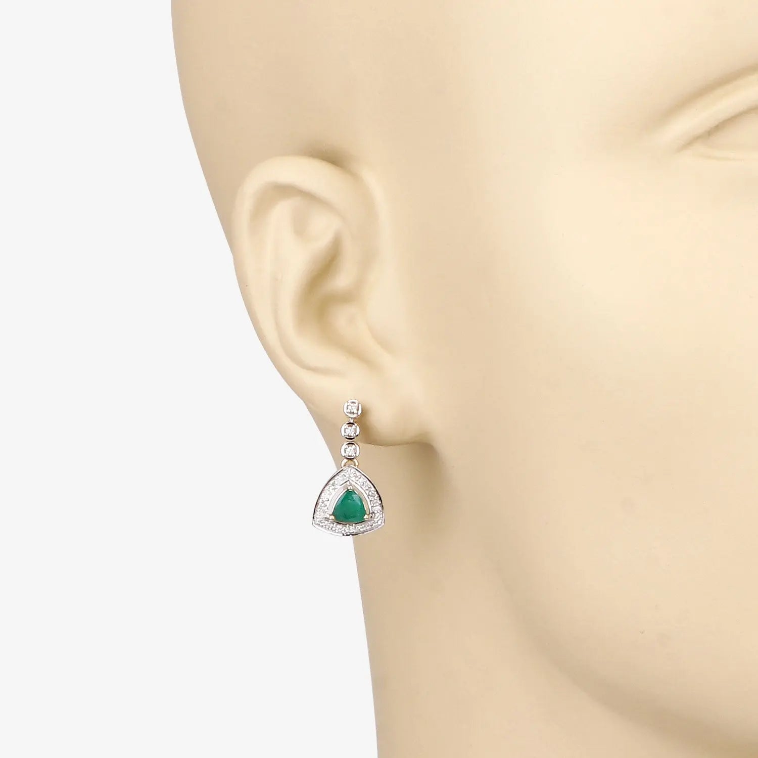 1.39 Carat Genuine Zambian Emerald and White Diamond 14K Yellow Gold Earrings - GOLDISSEYA