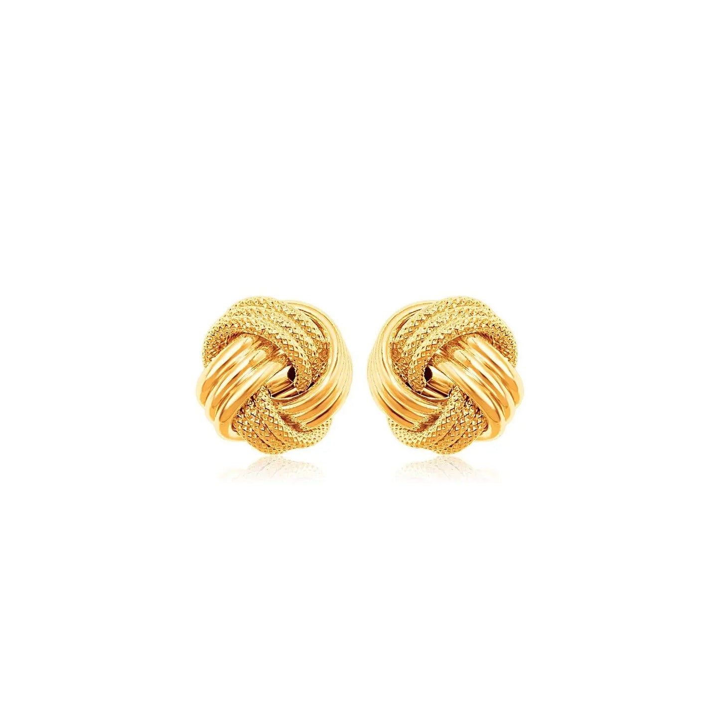 10k Yellow Gold Love Knot with Ridge Texture Earrings 