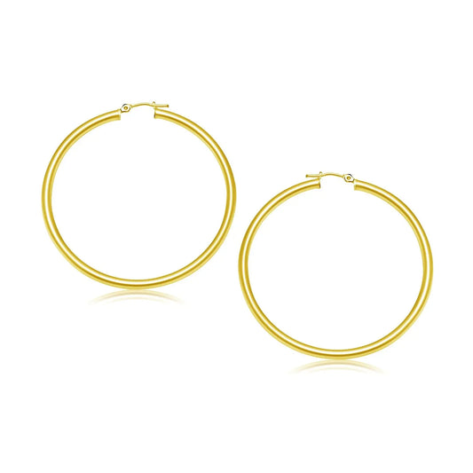 10k Yellow Gold Polished Hoop Earrings (30 mm) 