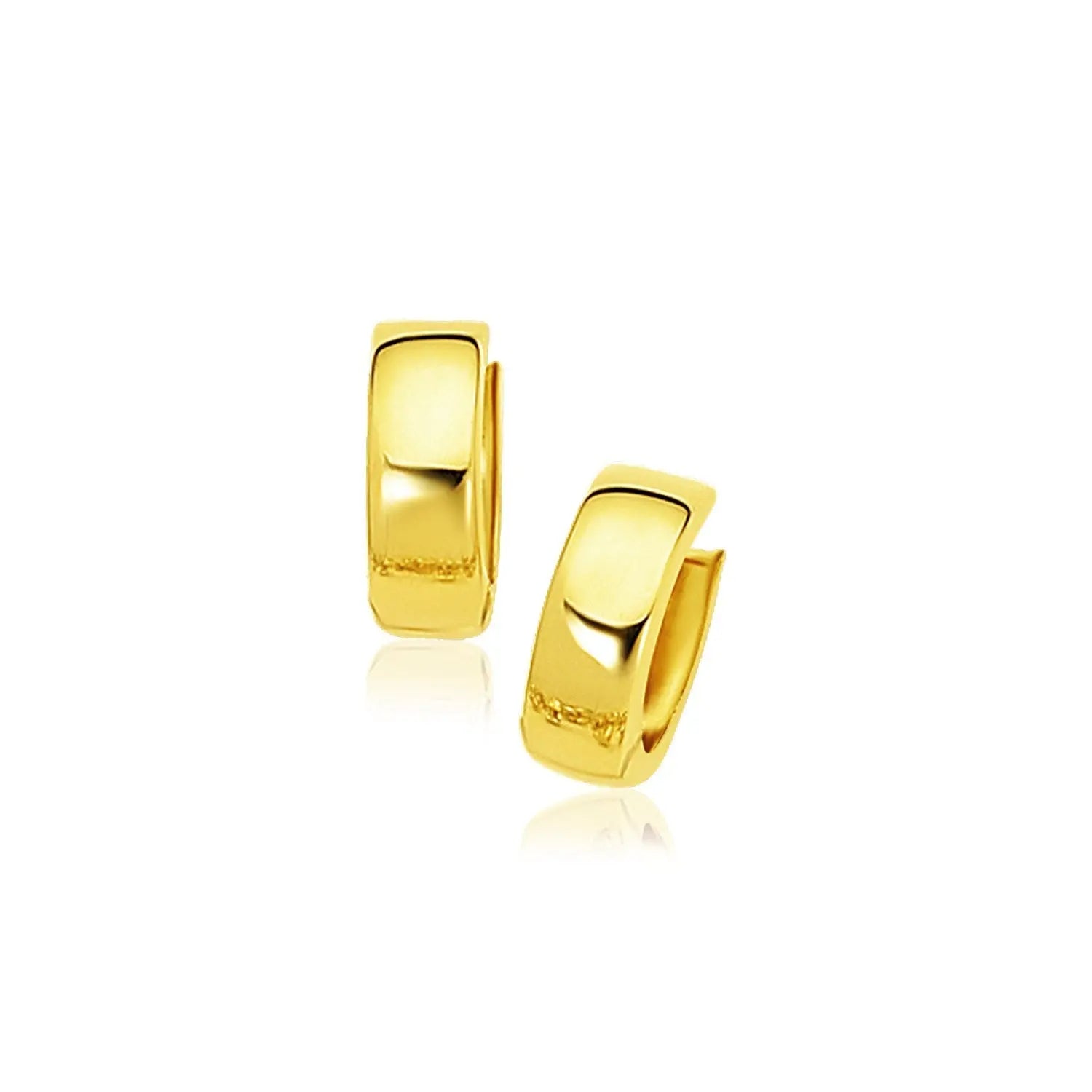 10k Yellow Gold Snuggable Hoop Earrings 