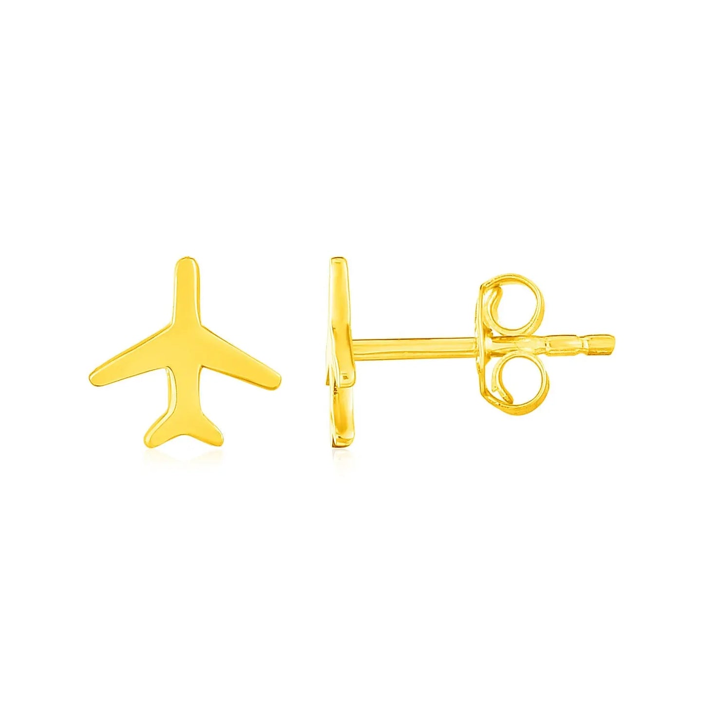 14K Yellow Gold Airplane Earrings 