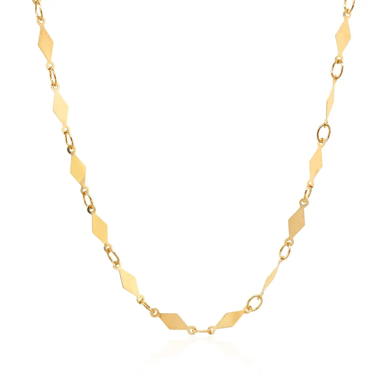 14K Yellow Gold Polished Diamond Motif Chain (3.0mm) 