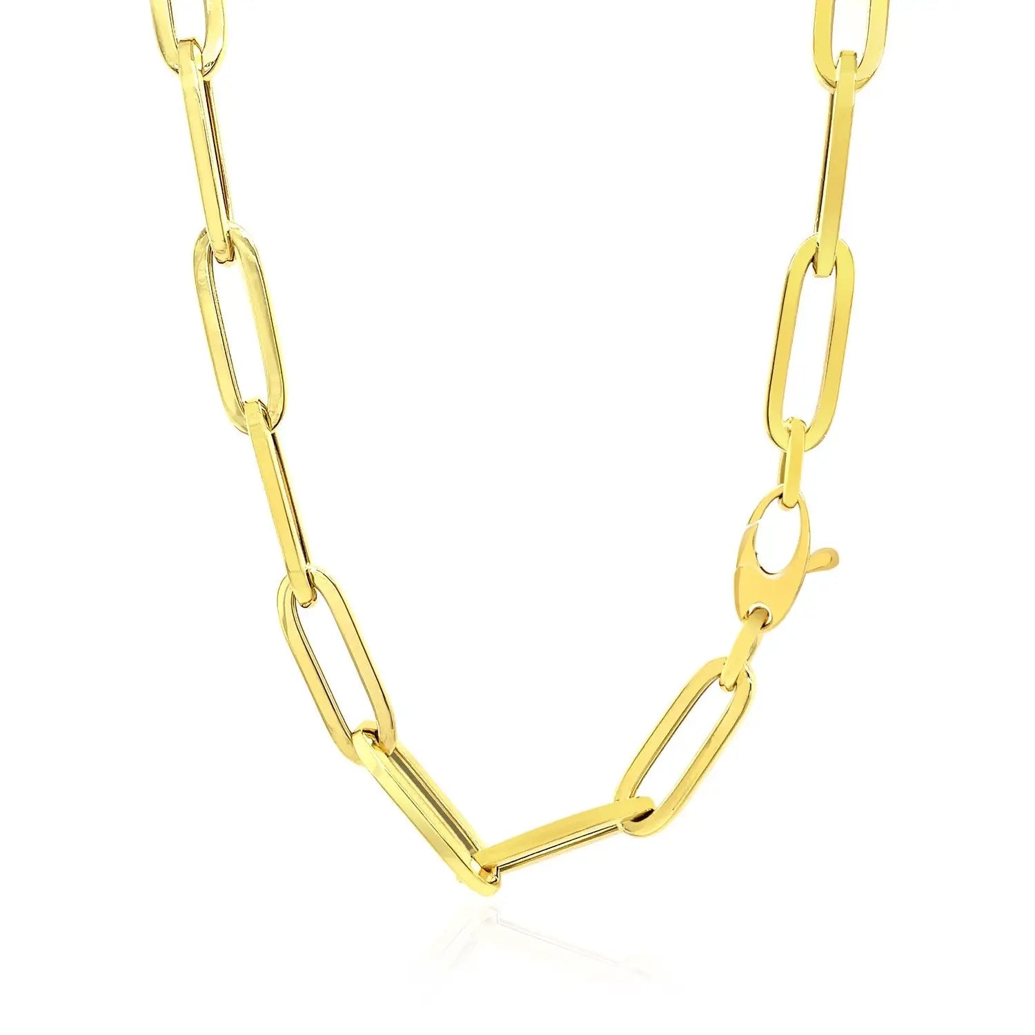 14K Yellow Gold Wide Paperclip Chain (6.1mm) 