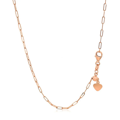 14k Rose Gold Adjustable Paperclip Chain 1.5mm 