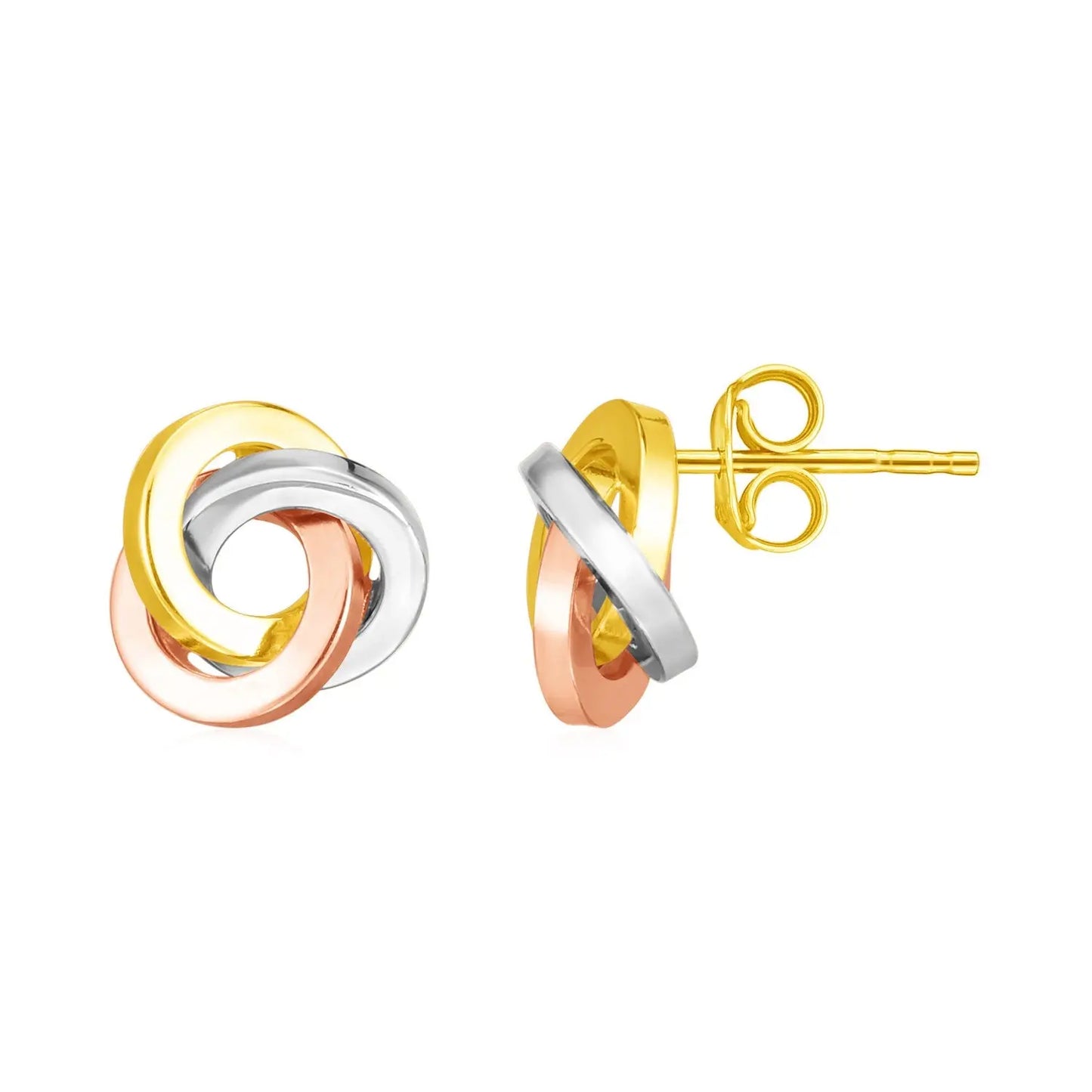 14k Tri Color Gold Love Knot Earrings 