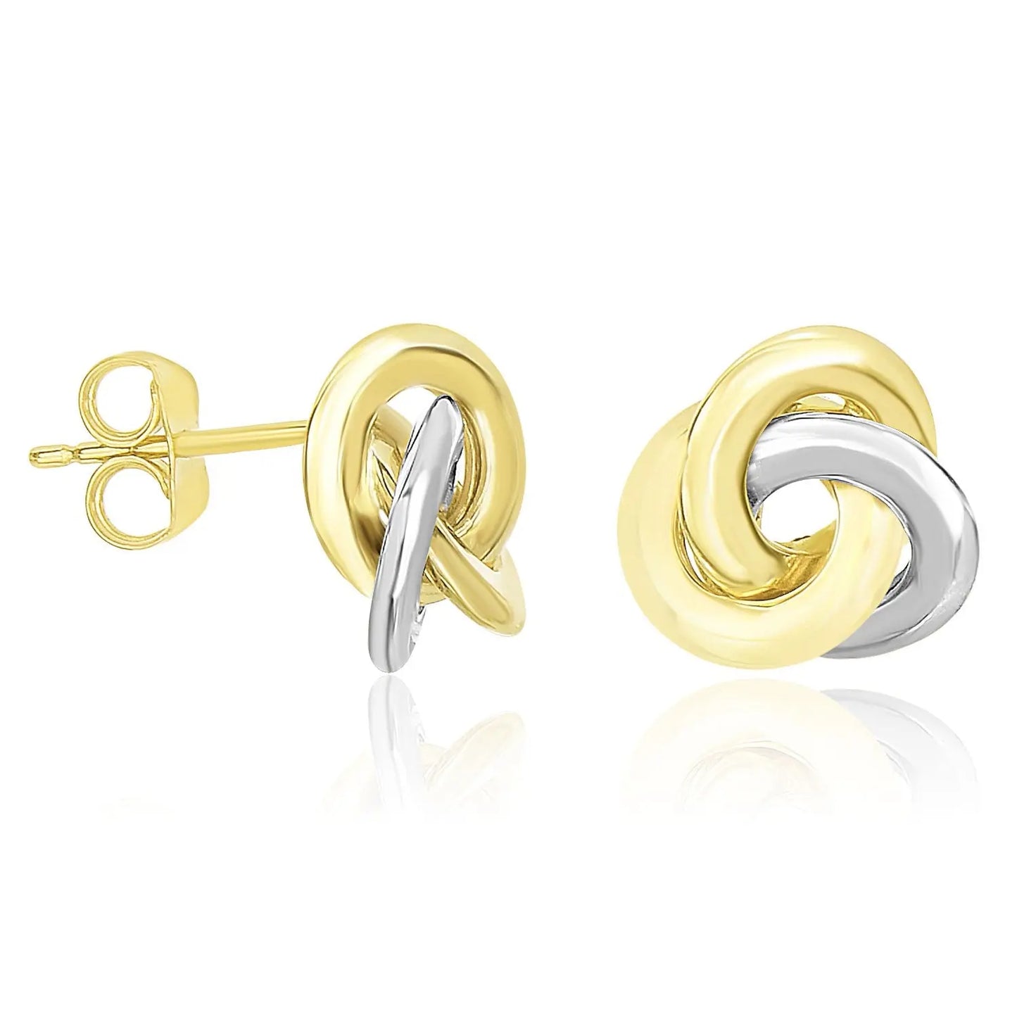 14k Two-Tone Gold Shiny Intertwined Open Circle Earrings 