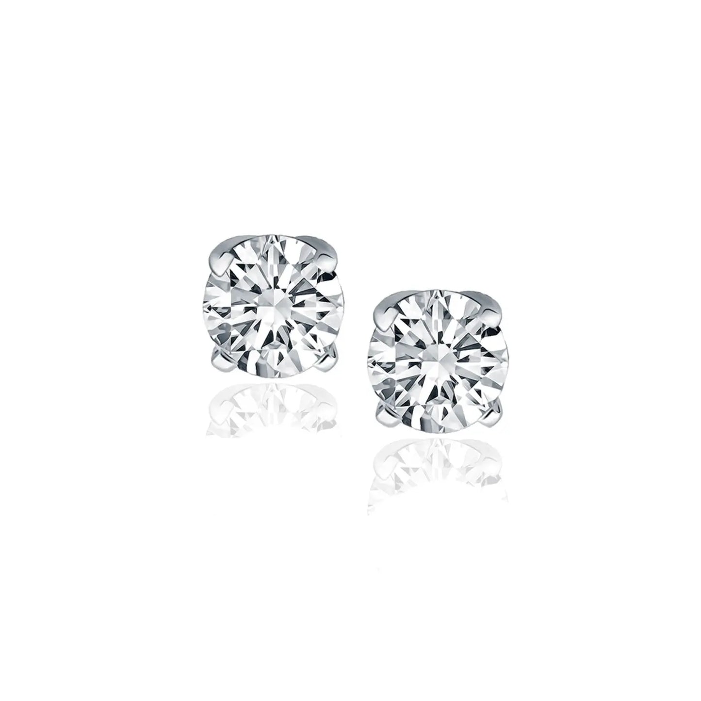 14k White Gold Diamond Four Prong Stud Earrings (1 cttw) 