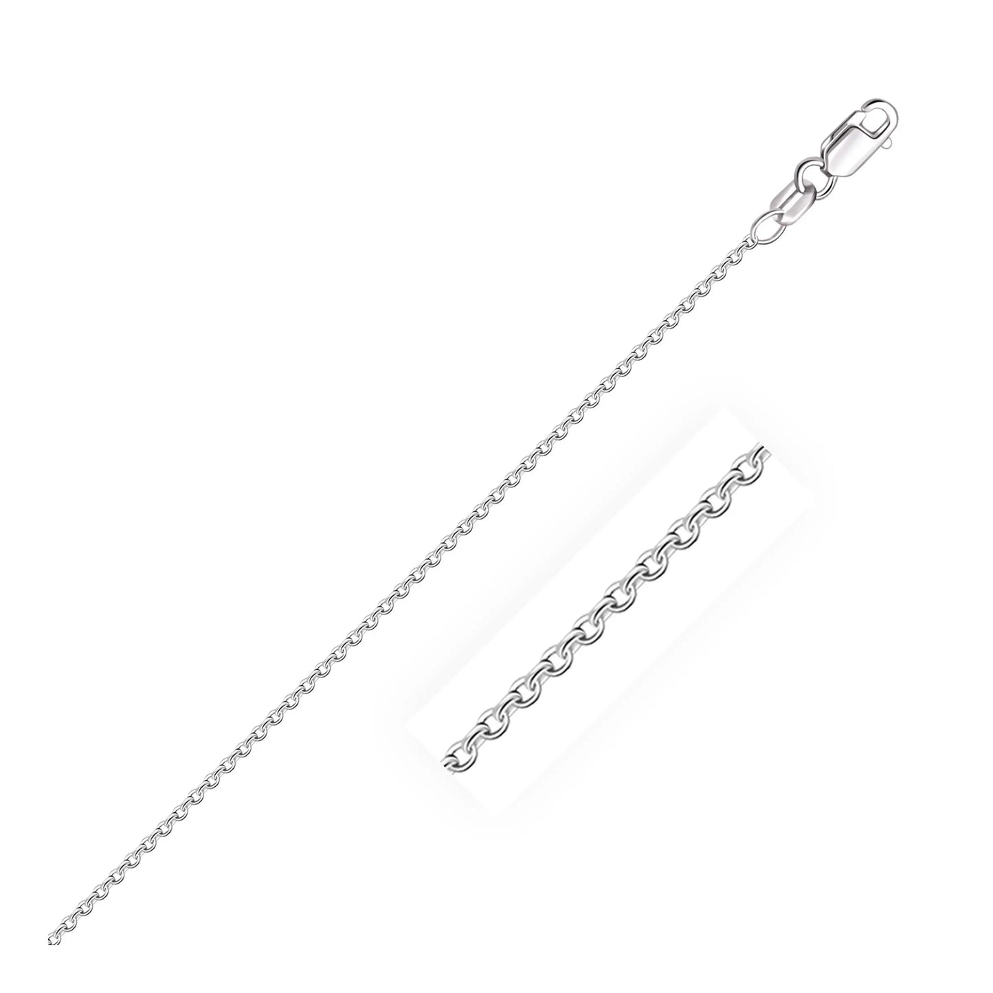 14k White Gold Round Cable Link Chain 1.5mm 