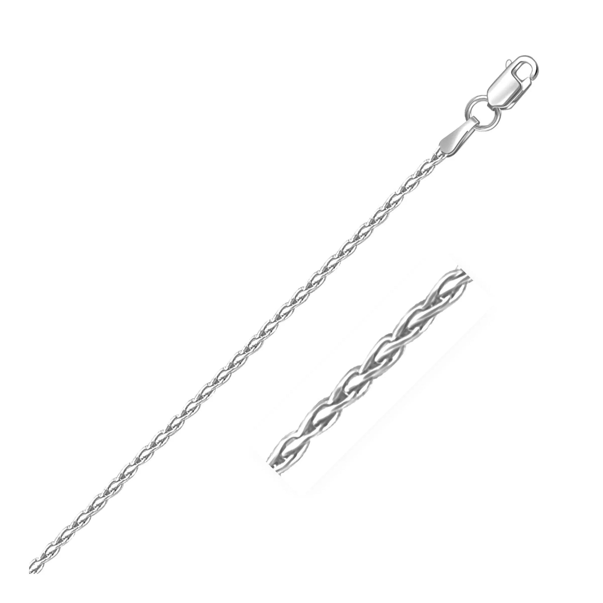 14k White Gold Round Wheat Chain 1.5mm 