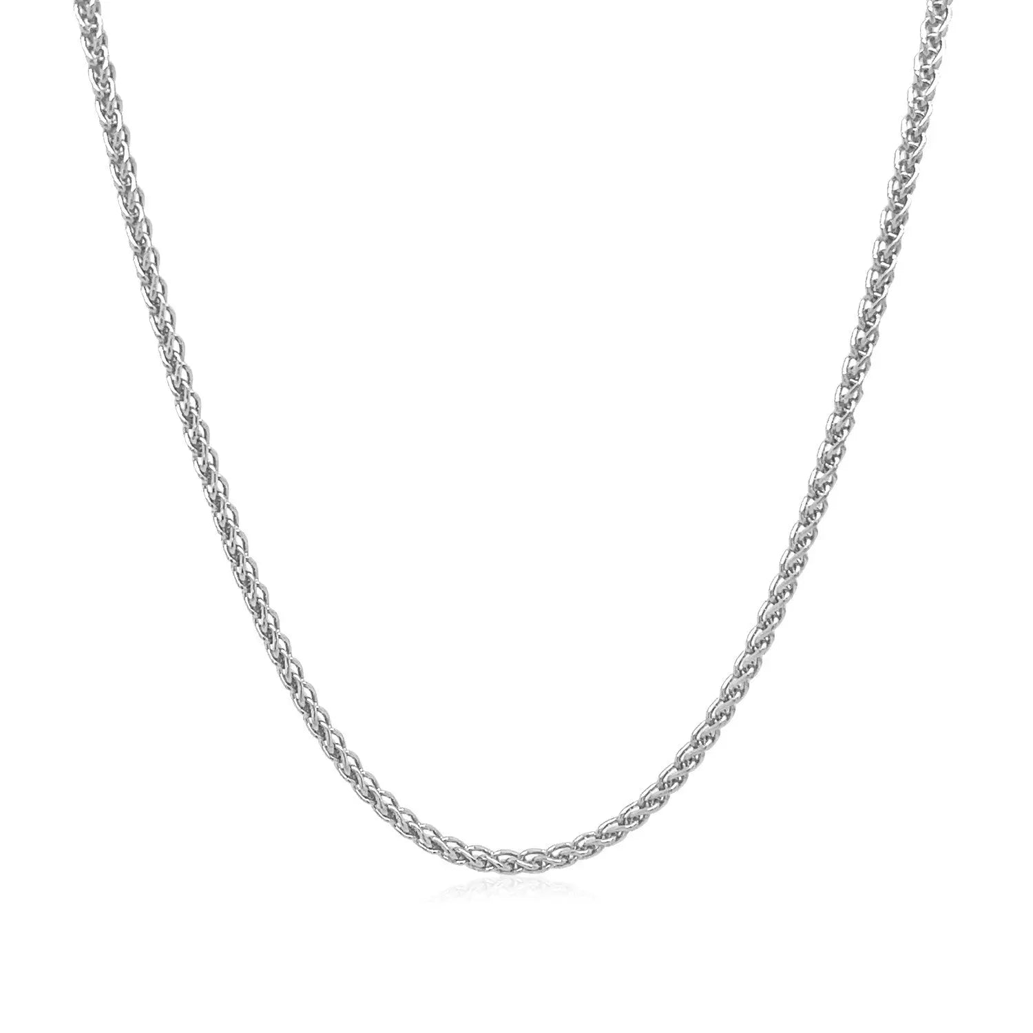 14k White Gold Round Wheat Chain 1.5mm 