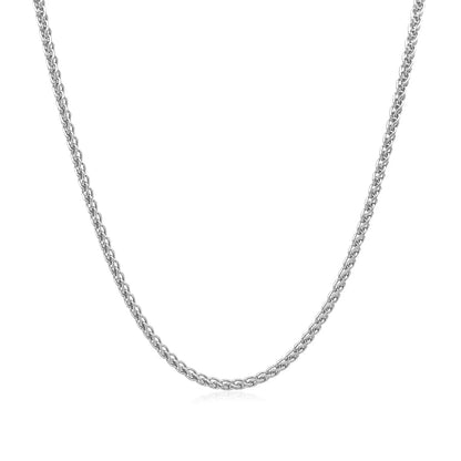 14k White Gold Round Wheat Chain 1.5mm 