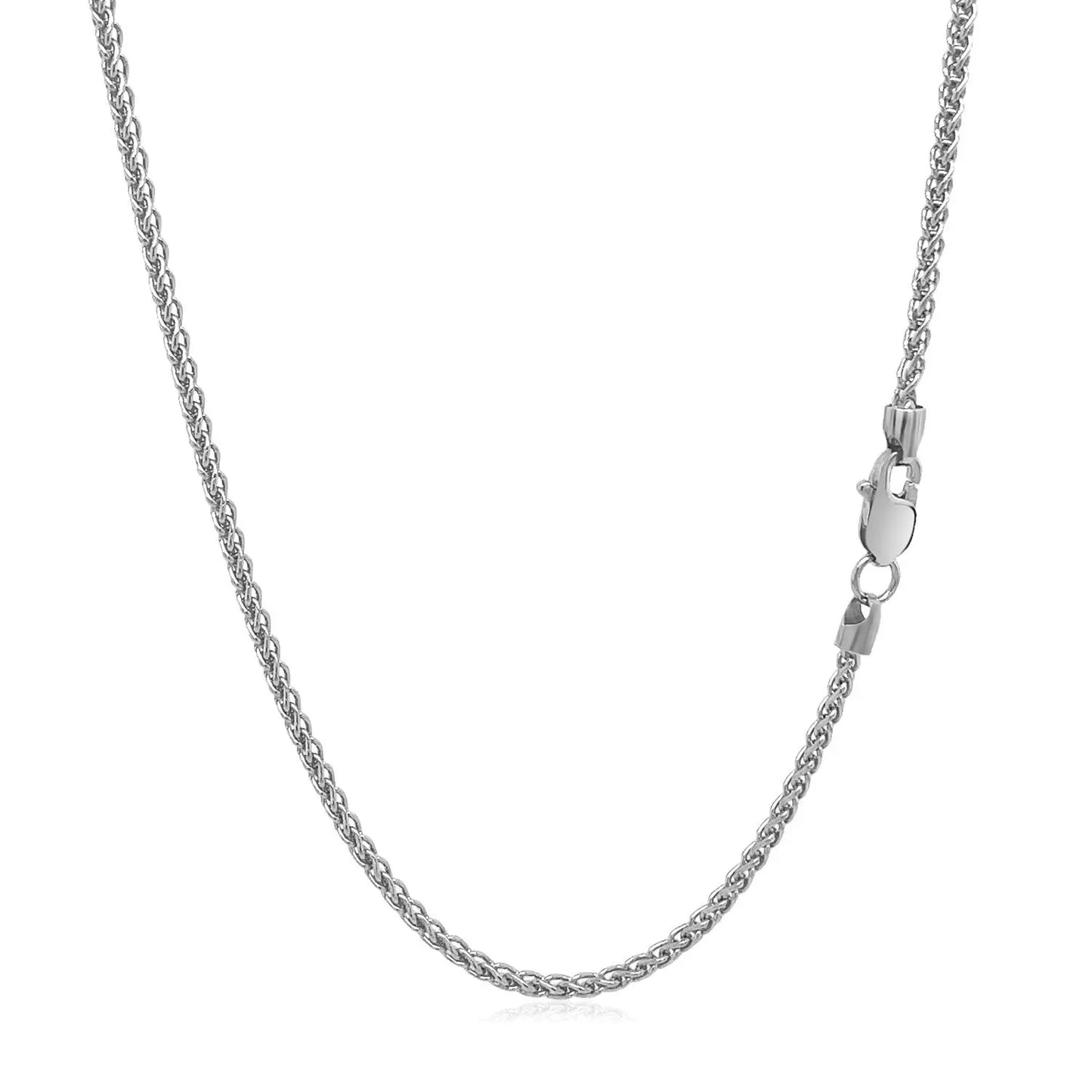 14k White Gold Round Wheat Chain 1.5mm 