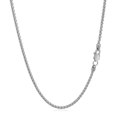 14k White Gold Round Wheat Chain 1.5mm 