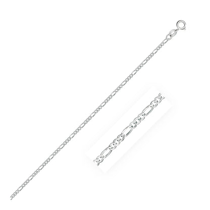 14k White Gold Solid Figaro Chain 1.9mm 