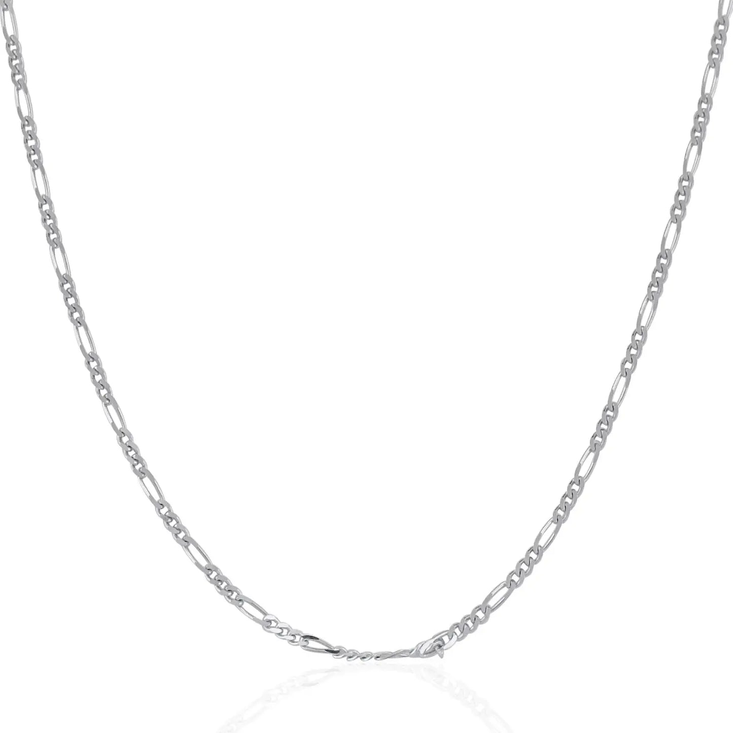 14k White Gold Solid Figaro Chain 1.9mm 