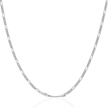 14k White Gold Solid Figaro Chain 1.9mm 