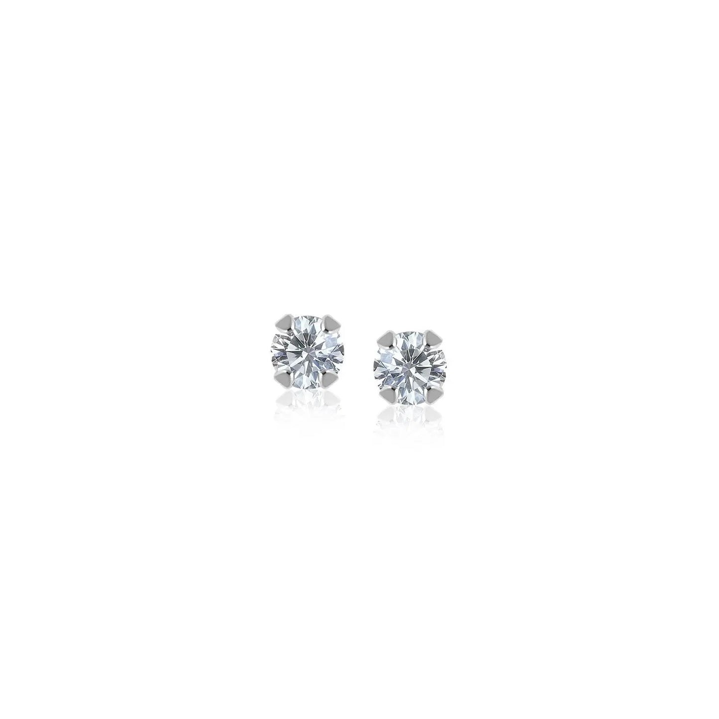 14k White Gold White Cubic Zirconia 2mm Stud Earrings 