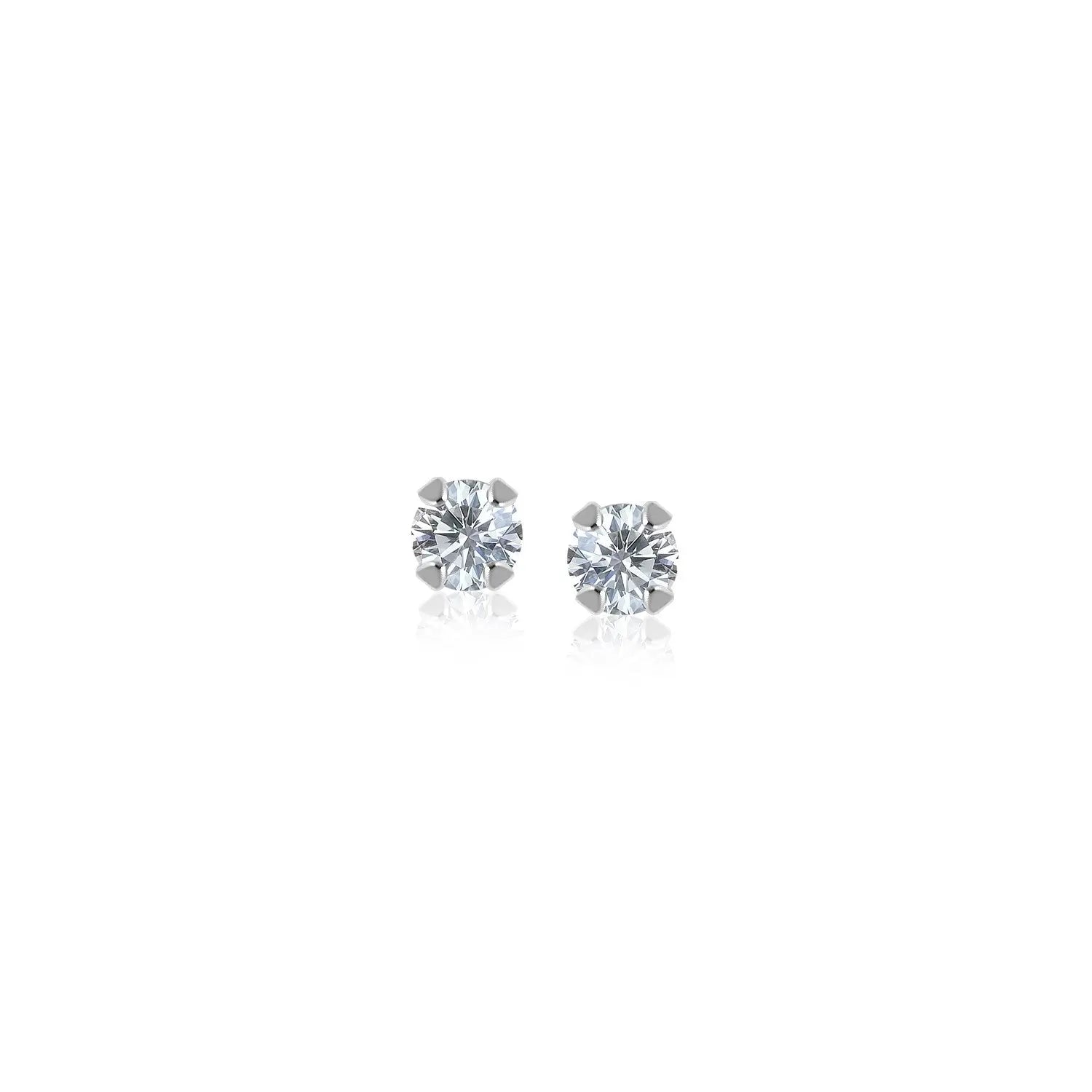 14k White Gold White Cubic Zirconia 2mm Stud Earrings 