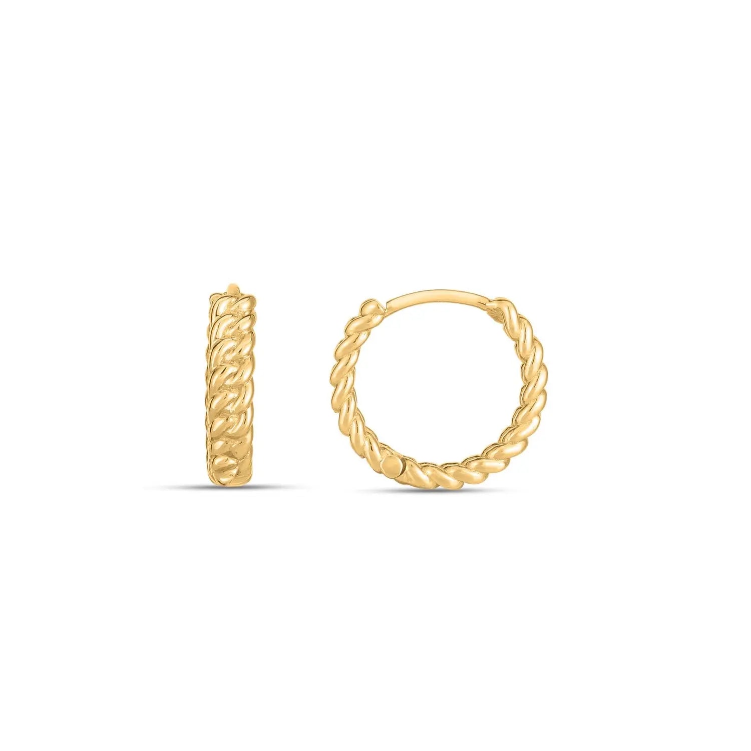 14k Yellow Gold Braided Huggie Hoops 