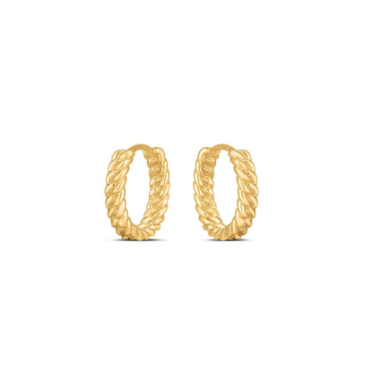 14k Yellow Gold Braided Huggie Hoops 