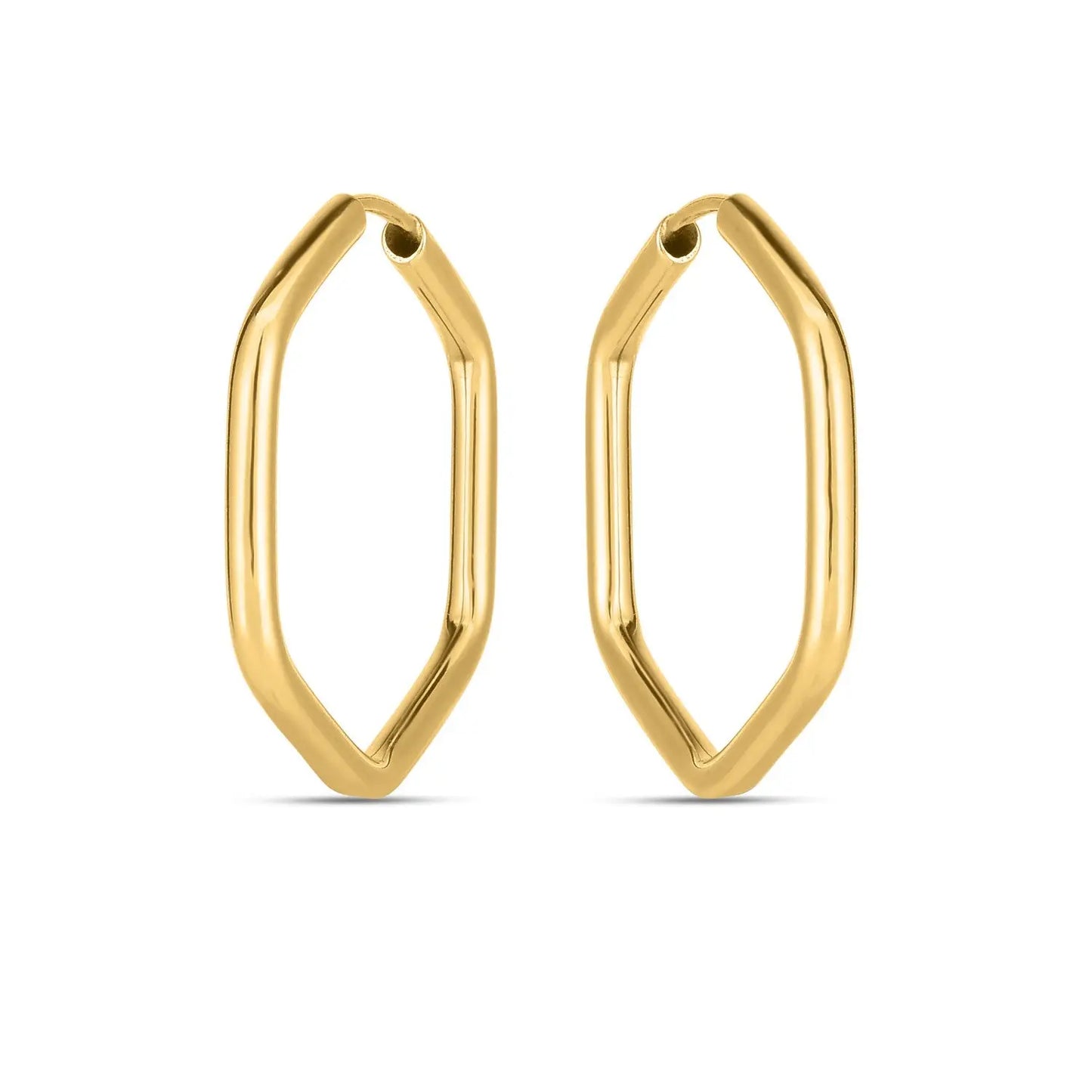 14k Yellow Gold Endless Hexagon Hoop Earrings 