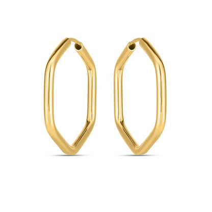 14k Yellow Gold Endless Hexagon Hoop Earrings 