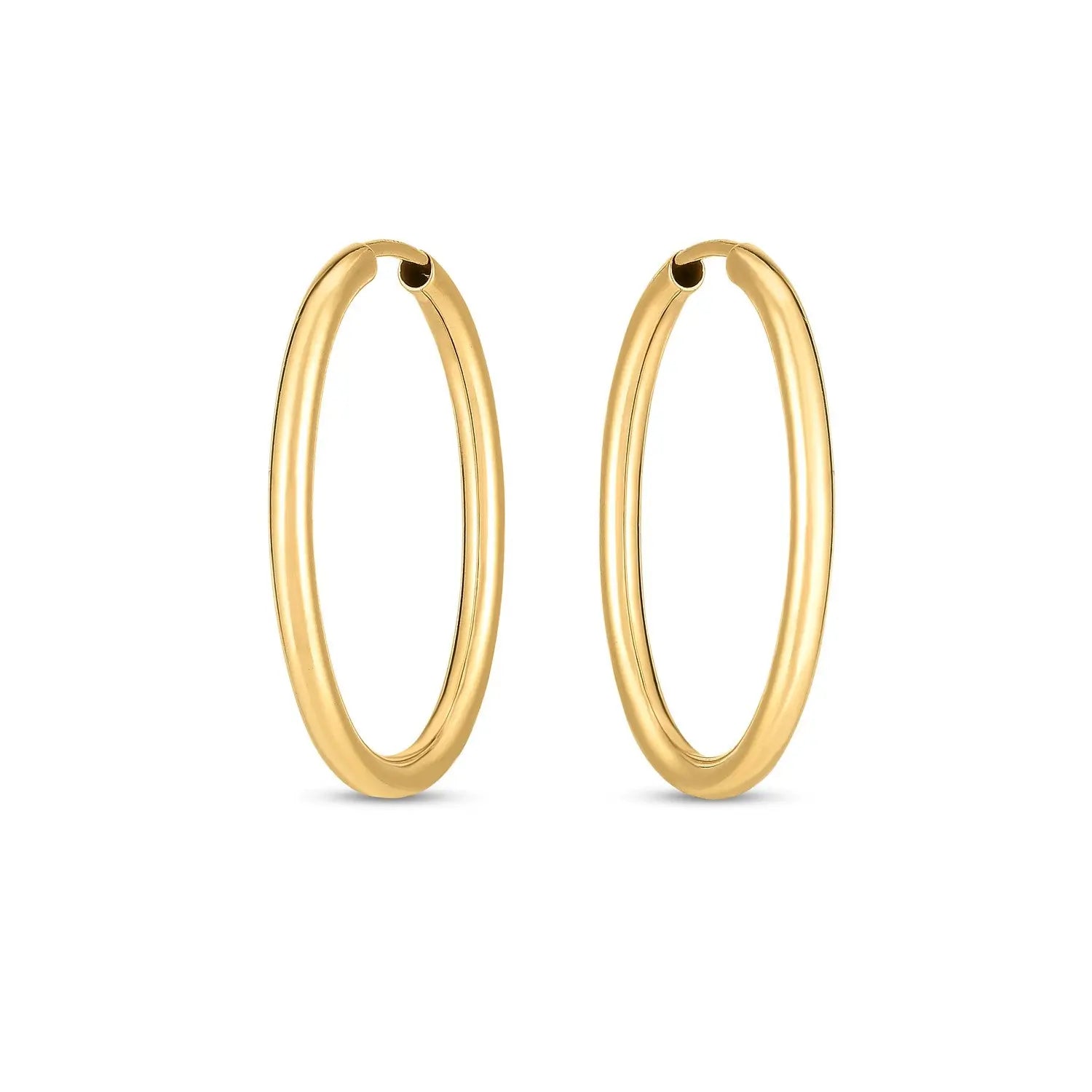 14k Yellow Gold Endless Oval Hoop Earrings 