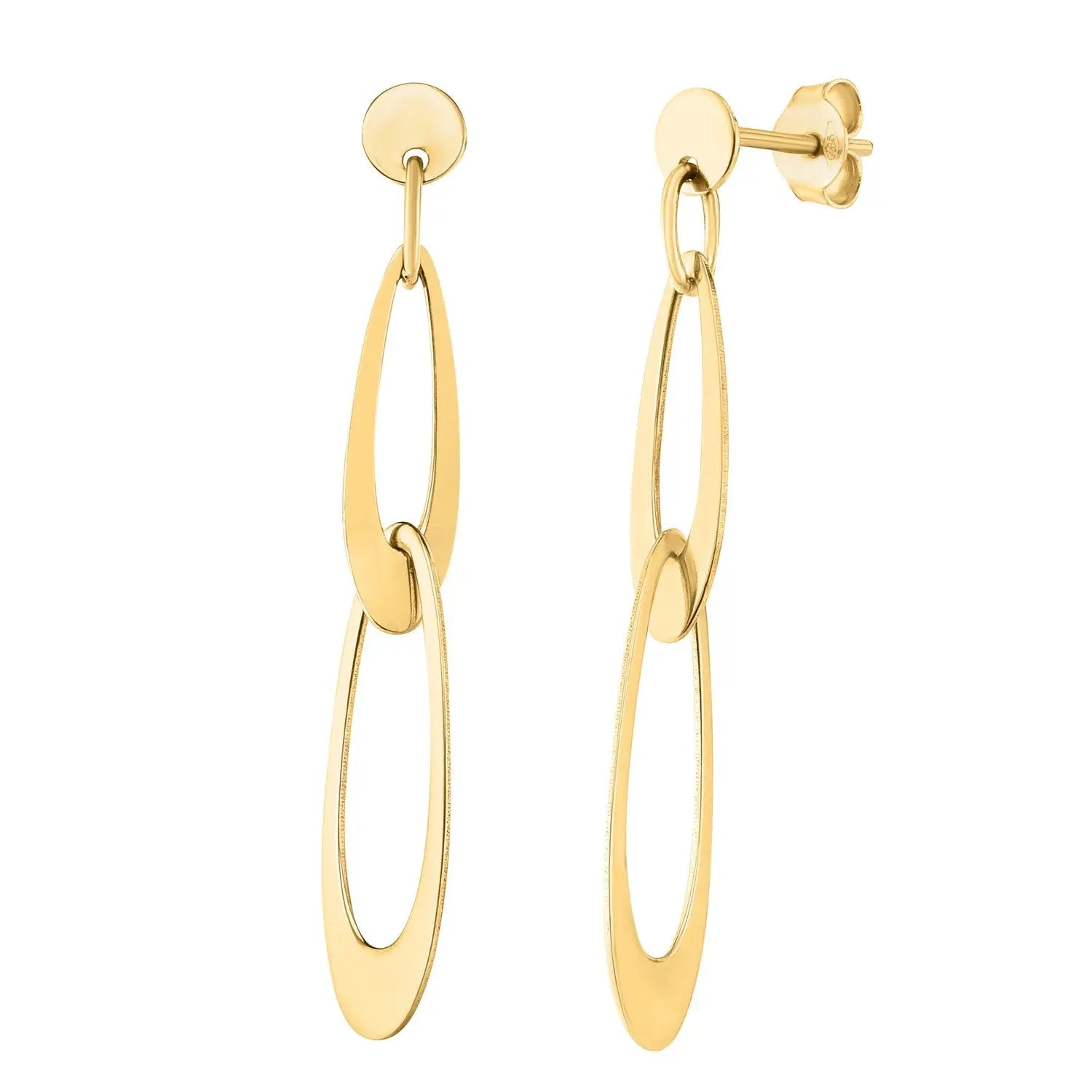 14k Yellow Gold Italian Oval Link Earrings 