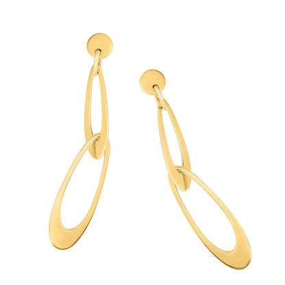 14k Yellow Gold Italian Oval Link Earrings 