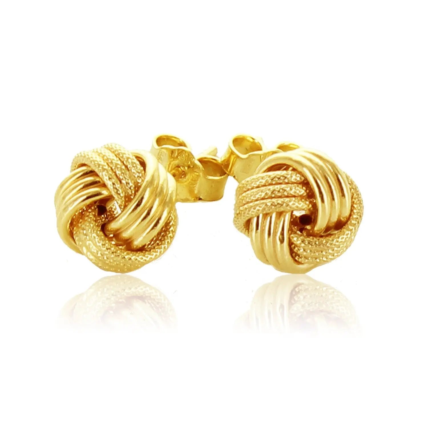 14k Yellow Gold Love Knot with Ridge Texture Earrings 