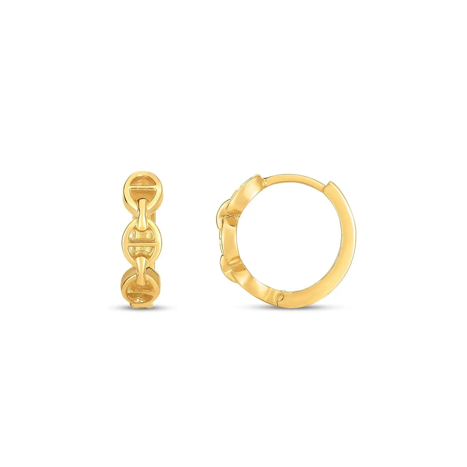 14k Yellow Gold Oval Mariner Huggies 